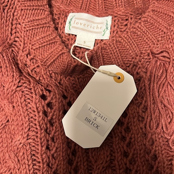 Love Richie Rust Brick Distressed Cable Knit Sweater Top NWT - Picture 12 of 14